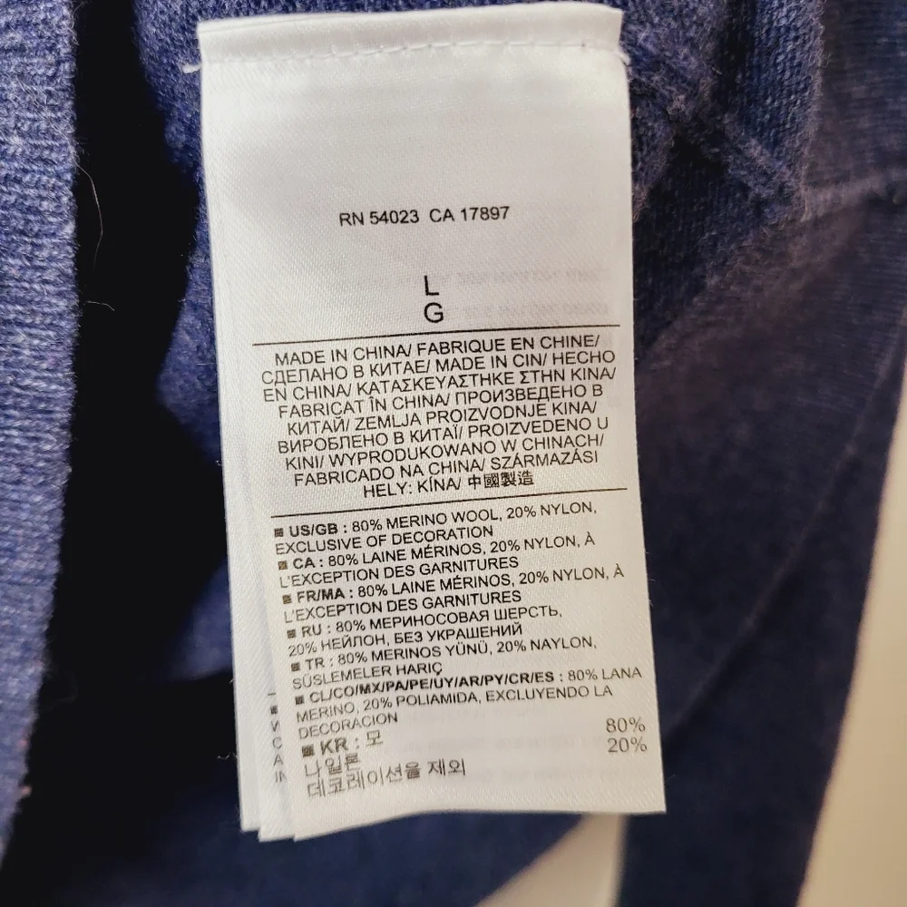 Banana Republic Quarter Zip Pull Over Men's Size Large Navy Blue‎ Merino Wool